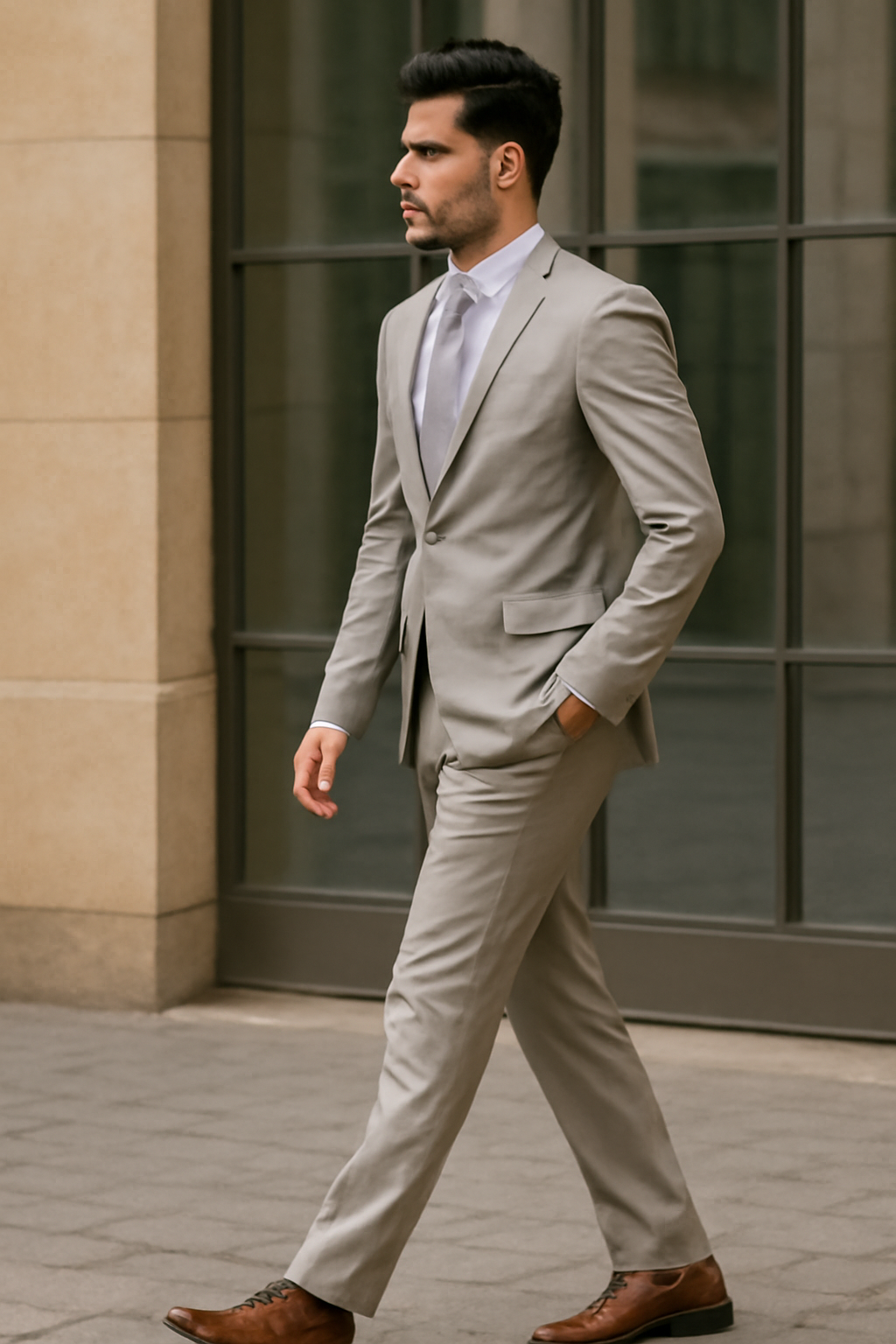 Light Gray Tailored Suit for Men – Elegant & Stylish Formal Wear