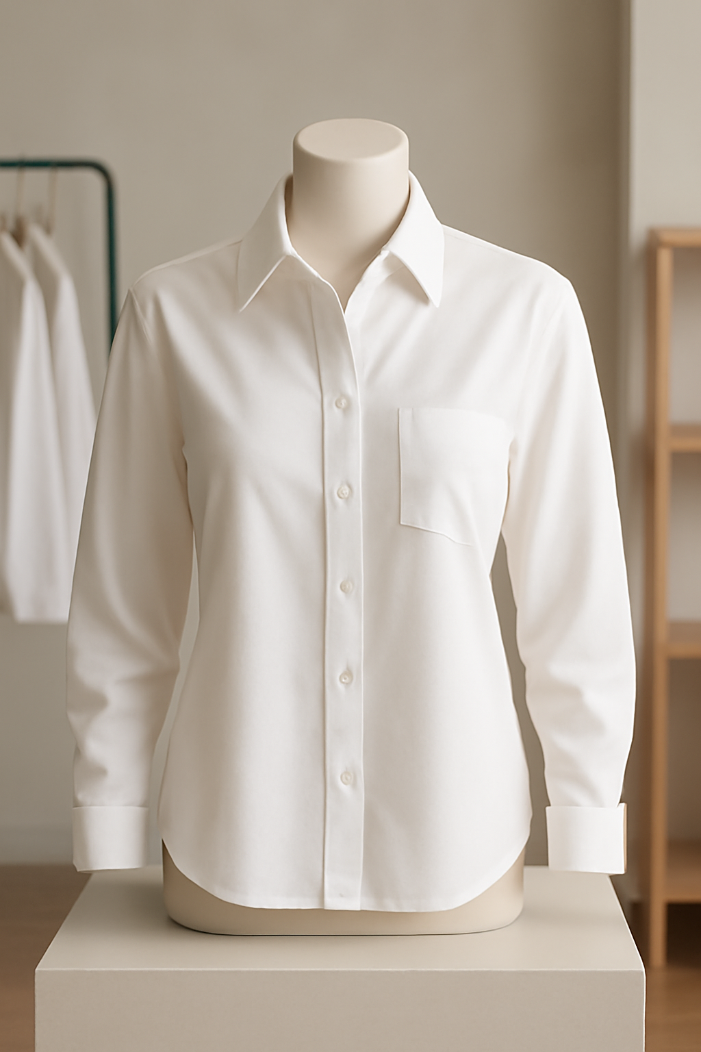 Premium White Long-Sleeved Button-Up Shirt for Men – Classic & Stylish